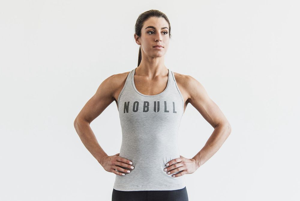 NOBULL Women's Racerback Tank Tops - Light Heather Grey - Ireland (9847WDALP)